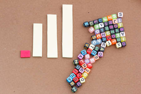 Chart showing increasing trend. Concept of growth,increasing sales,economy,consumerism,purchasing and spending power,trending,statisticの写真素材