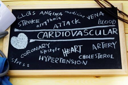 Cardiovascular words cloud on blackboardの写真素材