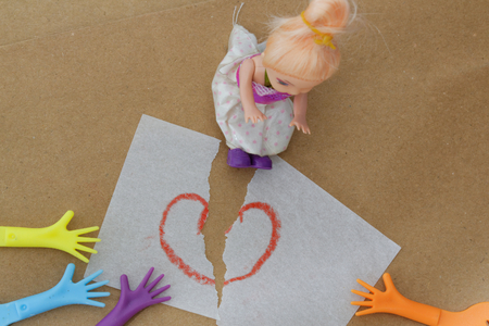 Concept of child custody after family separation,divorce,fight,argument.の写真素材