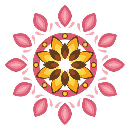illustration vector graphic of mandala design with pink and brown color combination. Suitable for logo, tattoos, ceramics, stickers, digital printing, carpets, etc.のイラスト素材