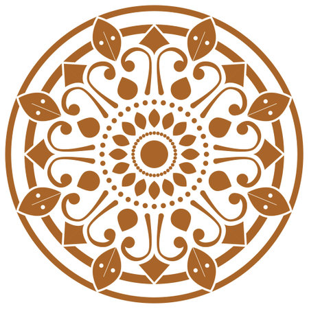 Illustration vector graphic of mandala design with brown and simple ornaments. Suitable for batik, tattoos, carpets, stickers, digital printing, etc.のイラスト素材