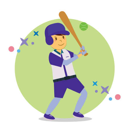 Illustration vector graphic of cute cartoon characters baseball athletes better. suitable for stickers, logo, mascot, children's book, etc.のイラスト素材