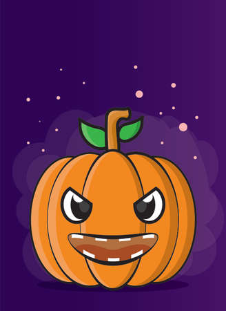 illustration vector graphic of scary pumpkin in Halloween cover. suitable for poster, cover, drawing book, clipart, etc.のイラスト素材