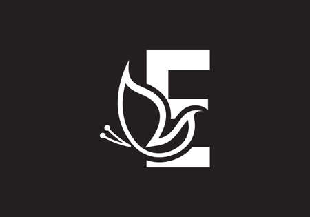 this is a creative E letter butterfly icon designのイラスト素材