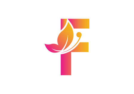 this is a creative F letter butterfly icon designのイラスト素材