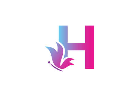 this is a creative H letter butterfly icon designのイラスト素材