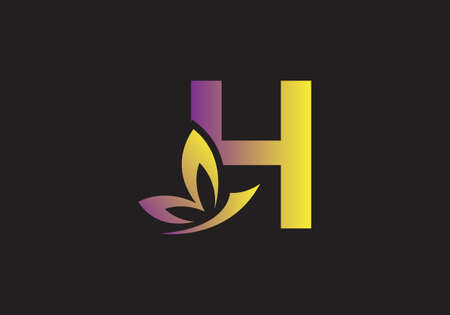 this is a creative H letter butterfly icon designのイラスト素材