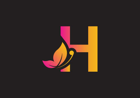 this is a creative H letter butterfly icon designのイラスト素材