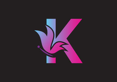 this is a creative K letter butterfly icon designのイラスト素材