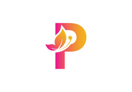 a creative P letter butterfly icon designのイラスト素材