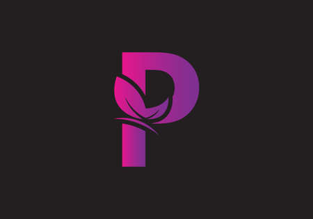 a creative P letter butterfly icon designのイラスト素材