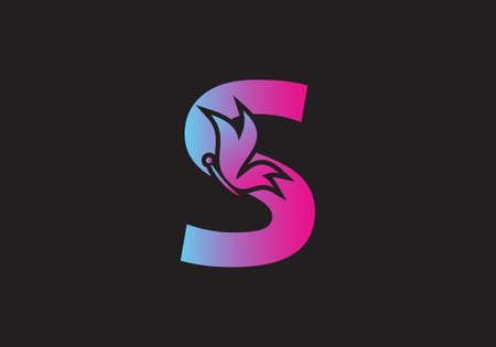 this is a creative S letter butterfly icon designのイラスト素材