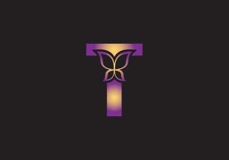 a creative T letter butterfly icon designのイラスト素材