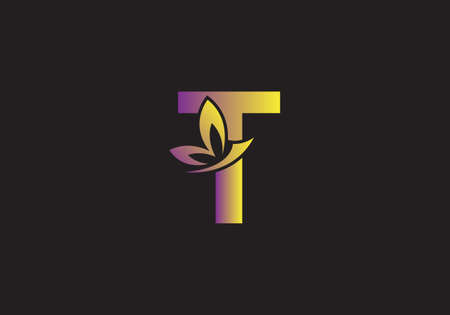 a creative T letter butterfly icon designのイラスト素材