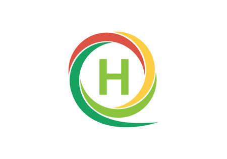H rounded logo letter design vector imageのイラスト素材