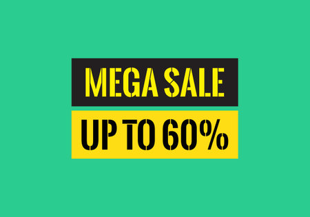 Mega sale banner template design. Special offer, up to 60% off. Vector illustration