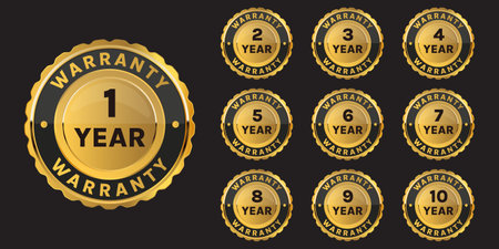 golden premium warranty badge setのイラスト素材