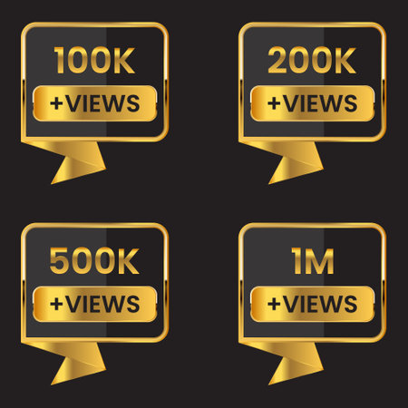 views celebration banner design set for thumbnail designのイラスト素材