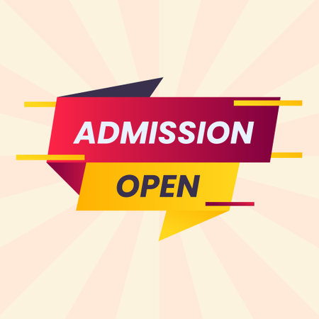 red yellow admission open banner tag vectorのイラスト素材