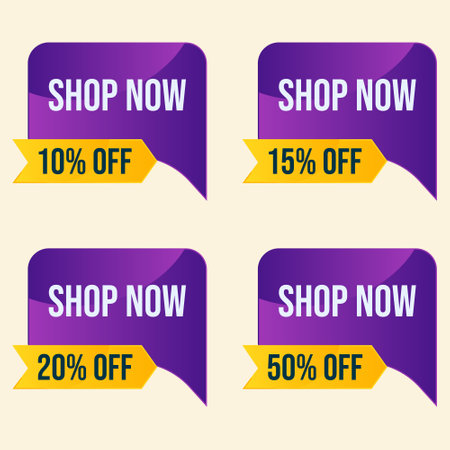 different percent discount label set shop nowのイラスト素材
