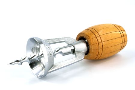 corkscrew for wine stopper against white backgroundの写真素材