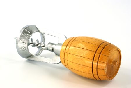 corkscrew for wine stopper against white backgroundの写真素材