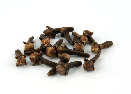 dried cloves against white backgroundの写真素材