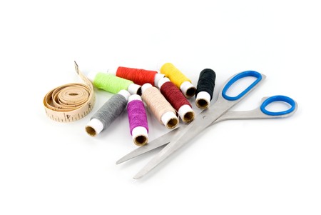 group of spools of thread on white background