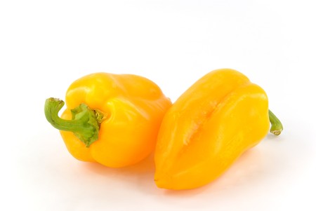yellow pepper on white backgroundの写真素材