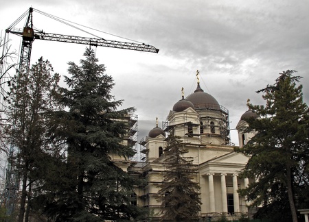 revival of church with  craneの写真素材