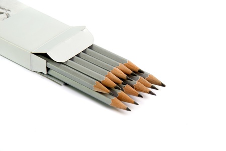 set of graphite pencils against white backgroundの写真素材