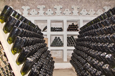 rack for classic champagne productionの写真素材