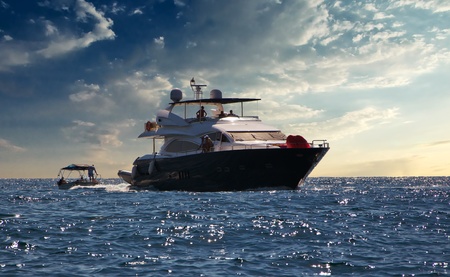 yacht moving in sea against sky