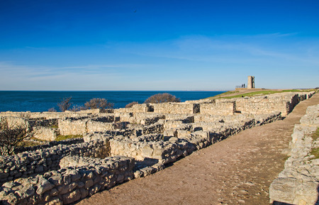 ruins of ancient city in memorial Chersoneseの写真素材