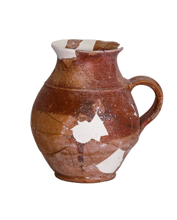 fragments of destroyed ancient amphoras from the excavationsの写真素材