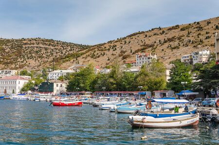 yachts in bay. Crimea, Balaklavaの写真素材