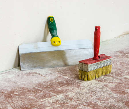 construction tools on dirty floor