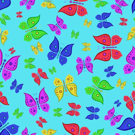 pattern of butterfly on blue backgroundのイラスト素材