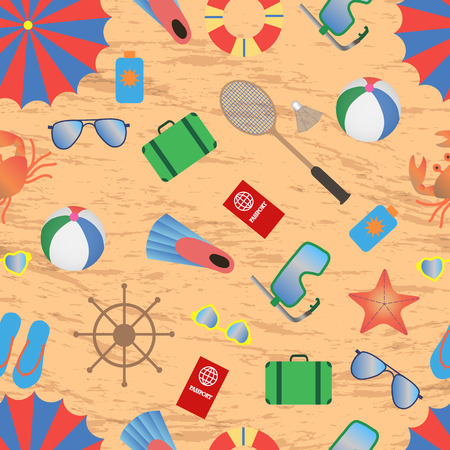 seamless pattern for summer accessoriesのイラスト素材