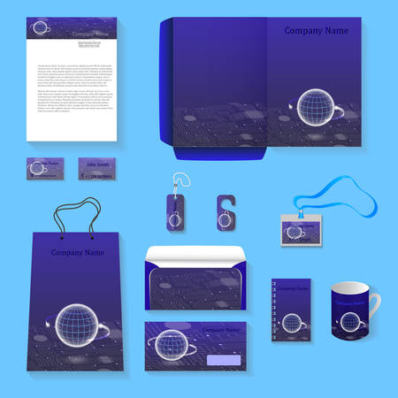 vector template of business accessores on blueのイラスト素材