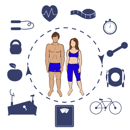 set of symbols for fitness and peopleの写真素材