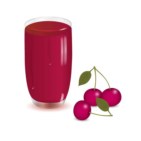 cherry and juice on white backgroundのイラスト素材