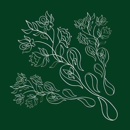 floral background with outline retro flower designのイラスト素材