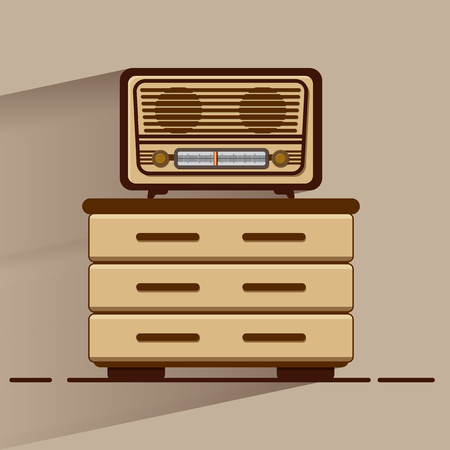 Old radio. Realistic illustration of an old radio receiver of the last century.のイラスト素材
