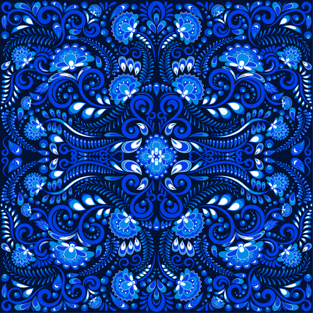 vector Gzhel ornament. decorative graphicのイラスト素材