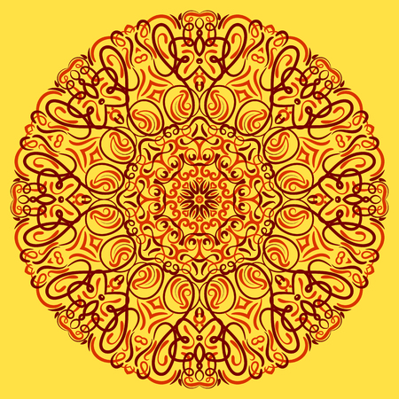 Vector Mandala with flowers ornament for background or postcardのイラスト素材