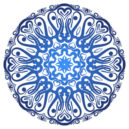 Vector Mandala with flowers ornament for background or postcardのイラスト素材