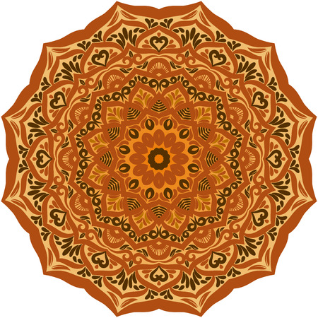 Vector Mandala with flowers ornament for background or postcardのイラスト素材