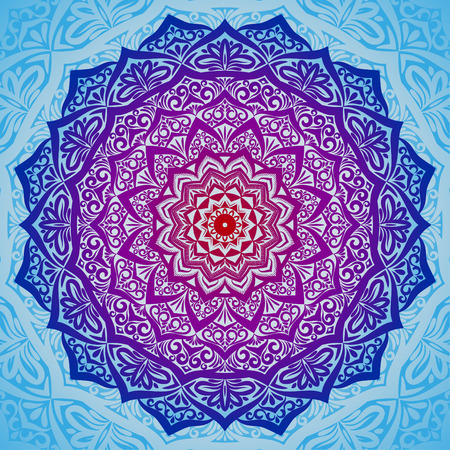 Vector Mandala with flowers ornament for background or postcardのイラスト素材