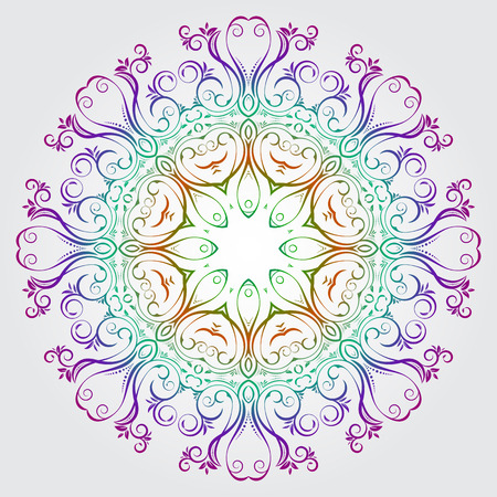 Vector Mandala with flowers ornament for background or postcardのイラスト素材